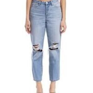 Blank NYC Women’s 26 The Baxter Ribcage Straight Leg Distressed Button Jeans NEW